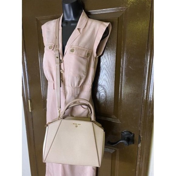 Michael Kors New Cleo Medium Satchel Soft Pink Saffiano Leather Cross Bo… - Picture 10 of 10